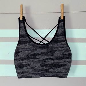 Pro-Fit Strappy Back Sports Bra- Black Camouflage